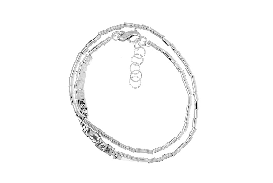 Bracciale/Collana Flou argento a quadretti martellati Selezione Zanolli
