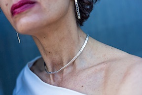 Bracciale/Collana Flou argento a quadretti martellati Selezione Zanolli