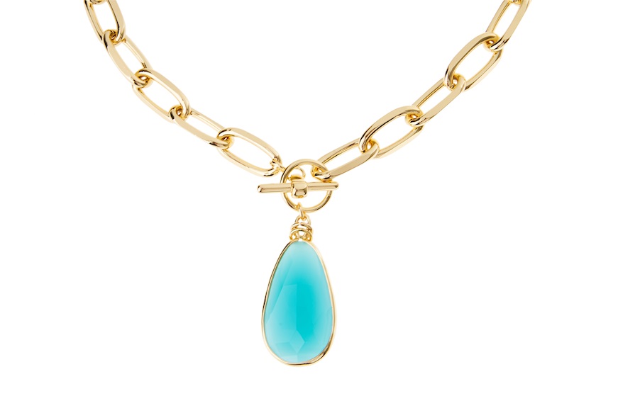 Collana in bronzo dorato con cristallo turchese Unoaerre