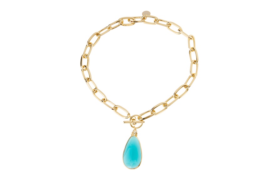Collana in bronzo dorato con cristallo turchese Unoaerre