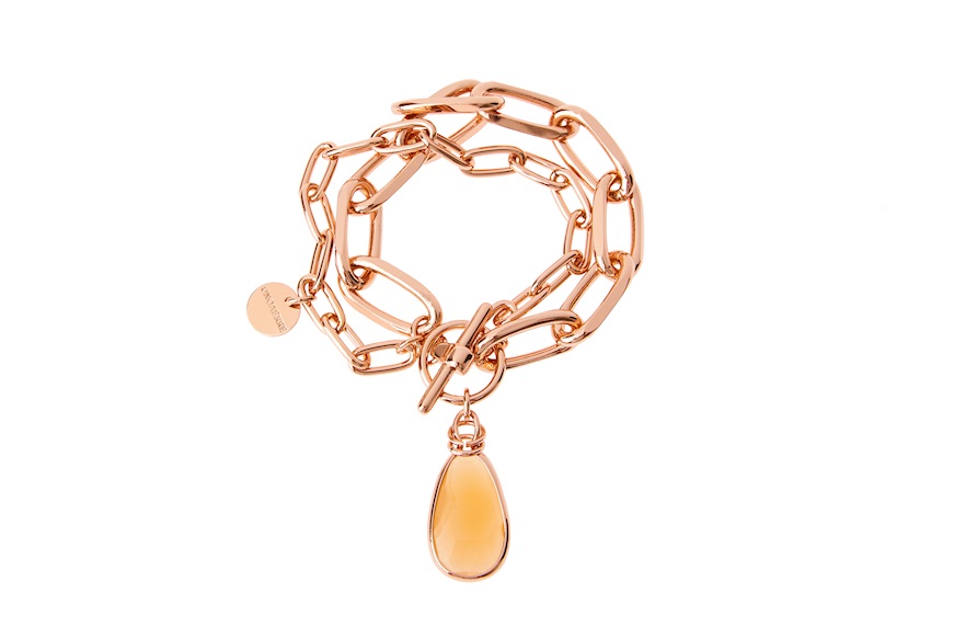 Bracelet in rosè bronze with amber pendant Unoaerre