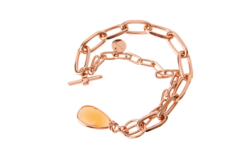 Bracelet in rosè bronze with amber pendant Unoaerre