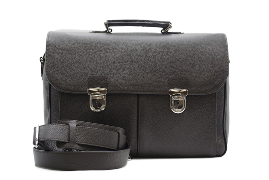 Briefcase Job leather brown with two pockets Selezione Zanolli