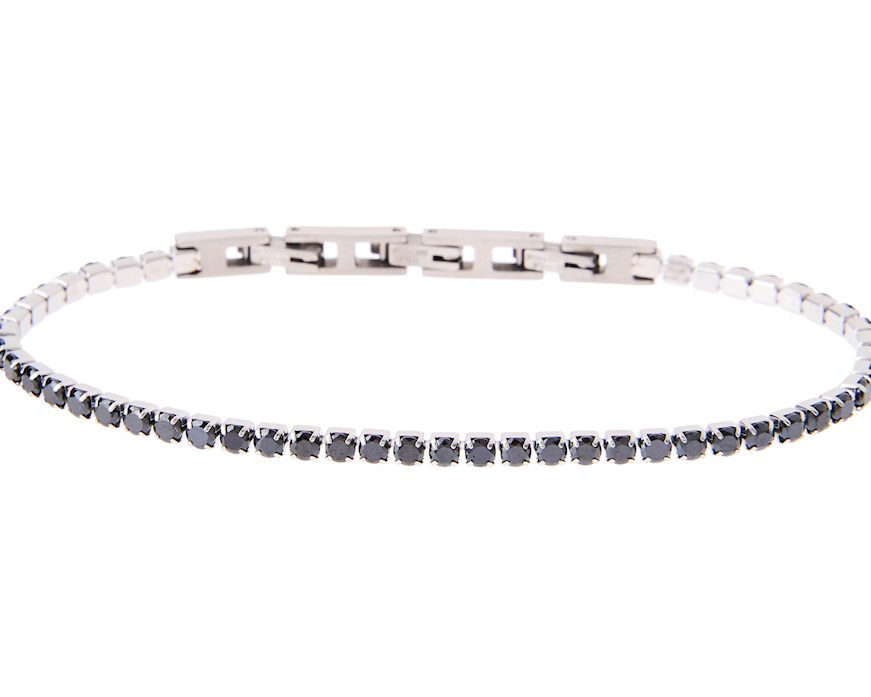 Tennis Bracelet steel and black zircons Sovrani
