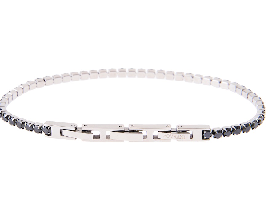 Tennis Bracelet steel and black zircons Sovrani