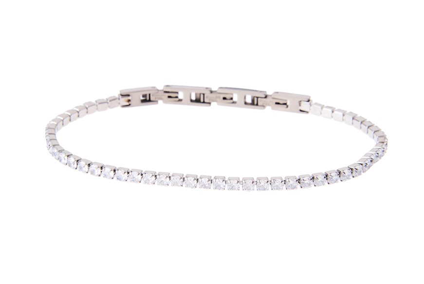 Bracciale Tennis Uomo acciaio e zirconi bianchi Sovrani