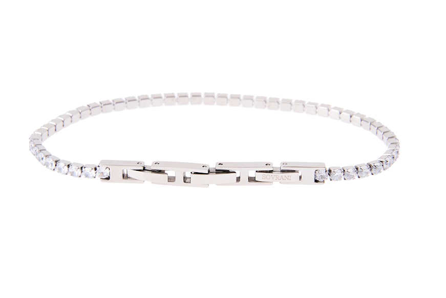 Bracciale Tennis Uomo acciaio e zirconi bianchi Sovrani