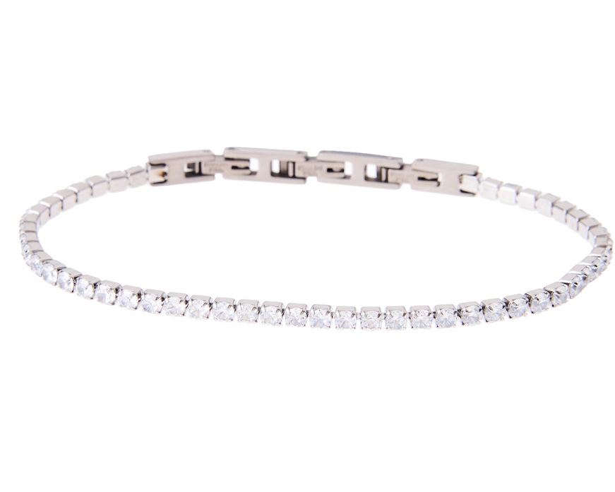 Tennis Bracelet steel and white zircons Sovrani