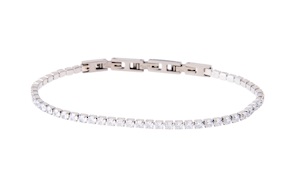 Bracciale tennis uomo acciaio e zirconi bianchi Sovrani