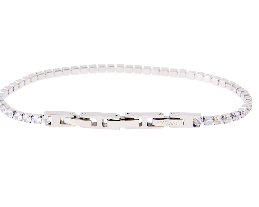 Tennis Bracelet steel and white zircons Sovrani