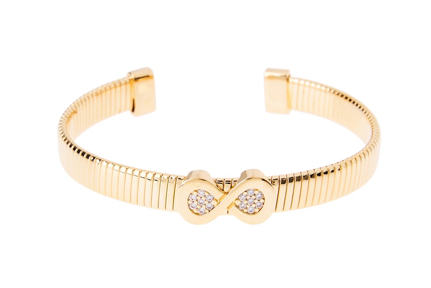 Rigid bracelet Strong Infinito in brass with gold finish and zircons Sovrani