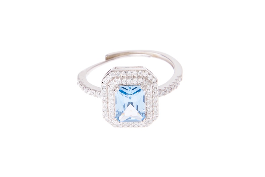 Ring Luce silver with cubic zirconia and aquamarine zircon Sovrani