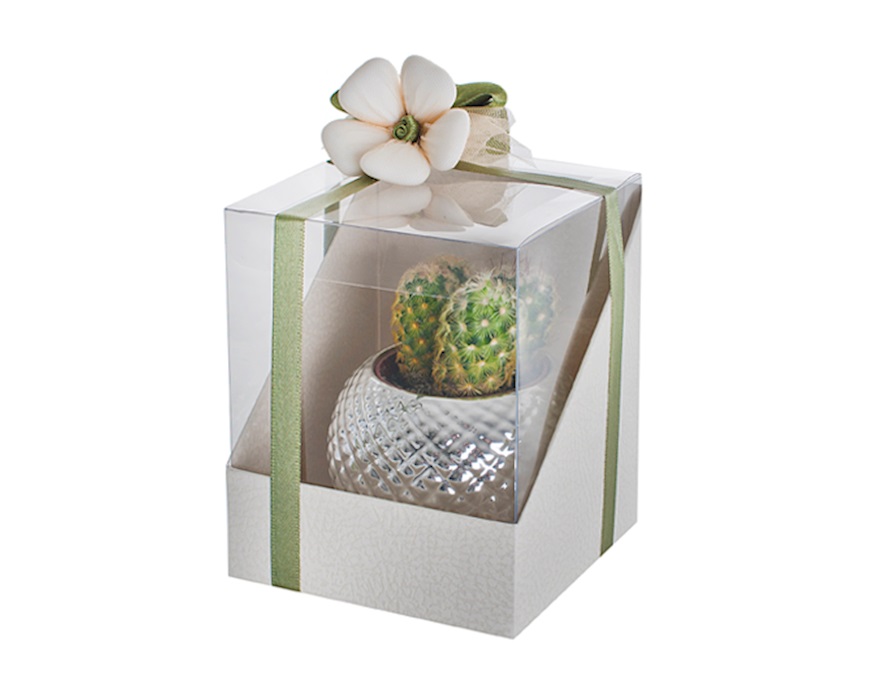 Scatola per bomboniera Duo Pelle bianco 8 x 8 x h9 Selezione Zanolli