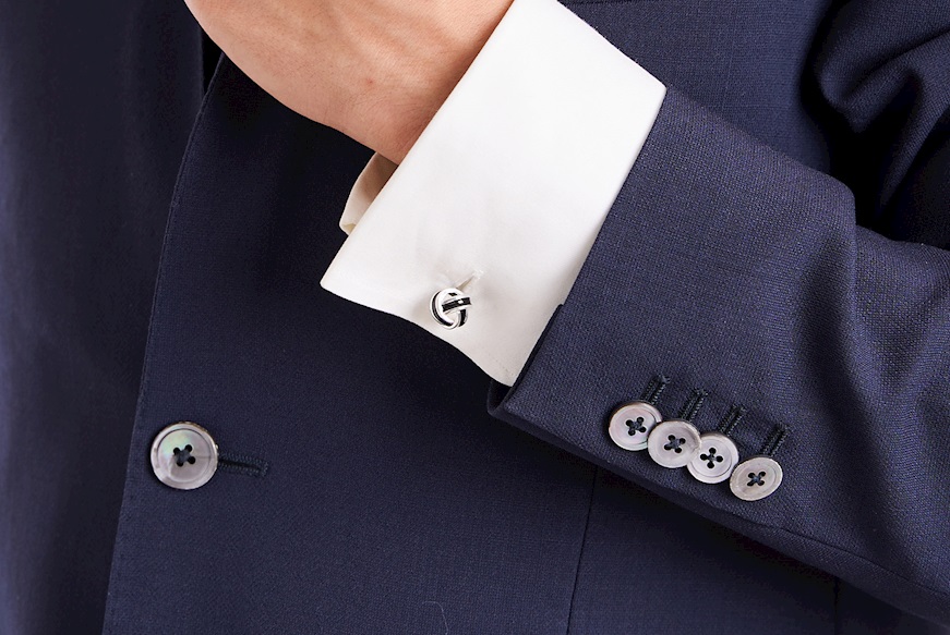 Cufflinks Ball silver and black enamel Selezione Zanolli