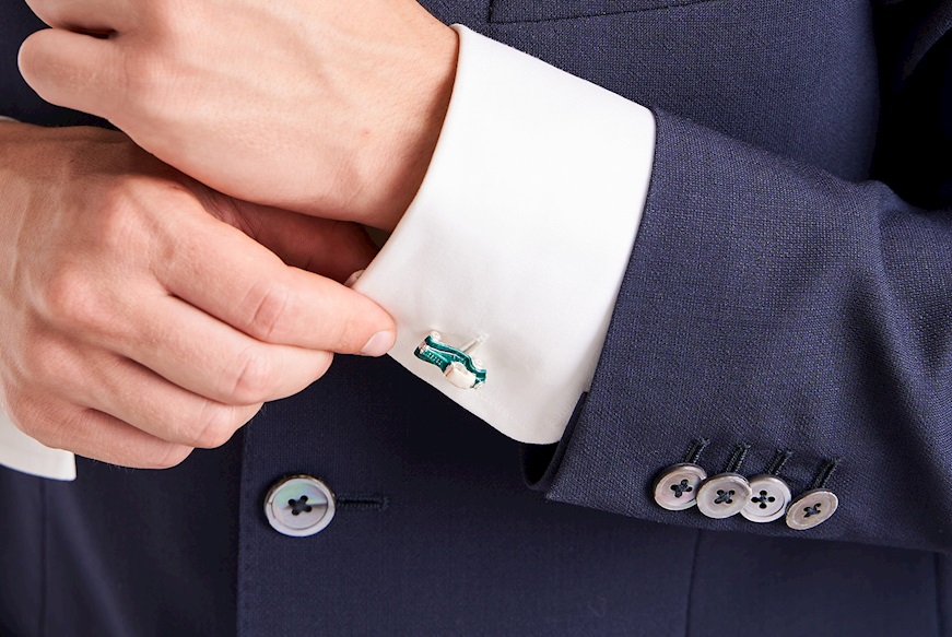 Cufflinks Car silver and green enamel Selezione Zanolli