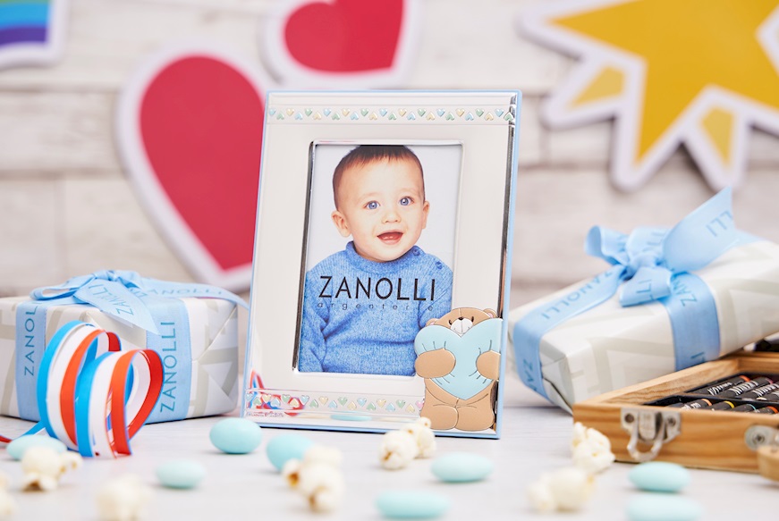 Picture frame Forever Friends pvd Silver teddy bear blue Selezione Zanolli