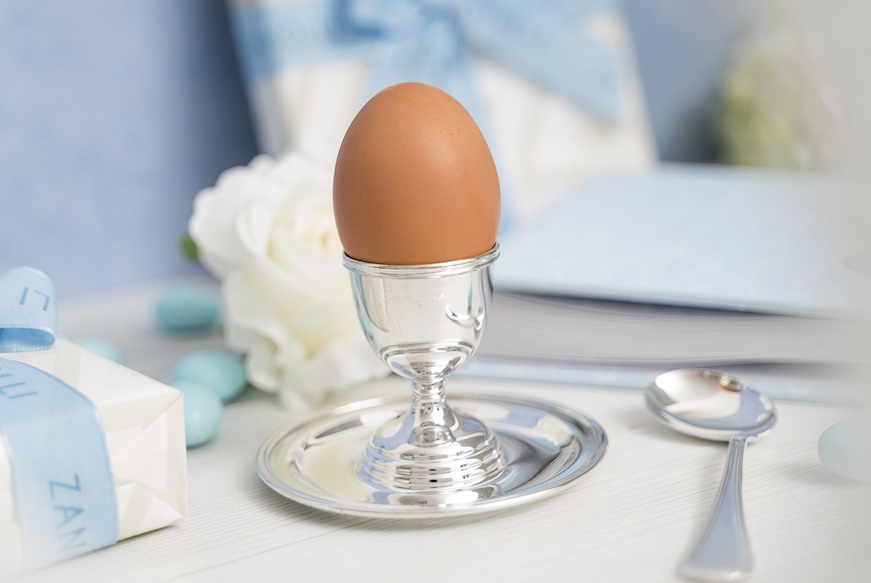 Egg carrier silver in English style with saucer Selezione Zanolli