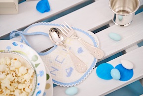 Baby fork and spoon set Kikko silver teddy bear Selezione Zanolli