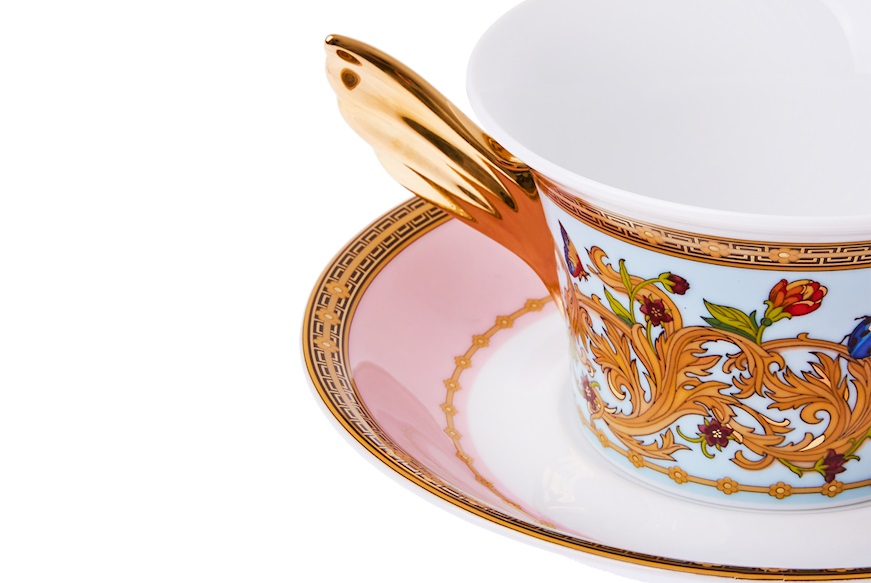 Tea cup Le Jardin porcelain with saucer Versace