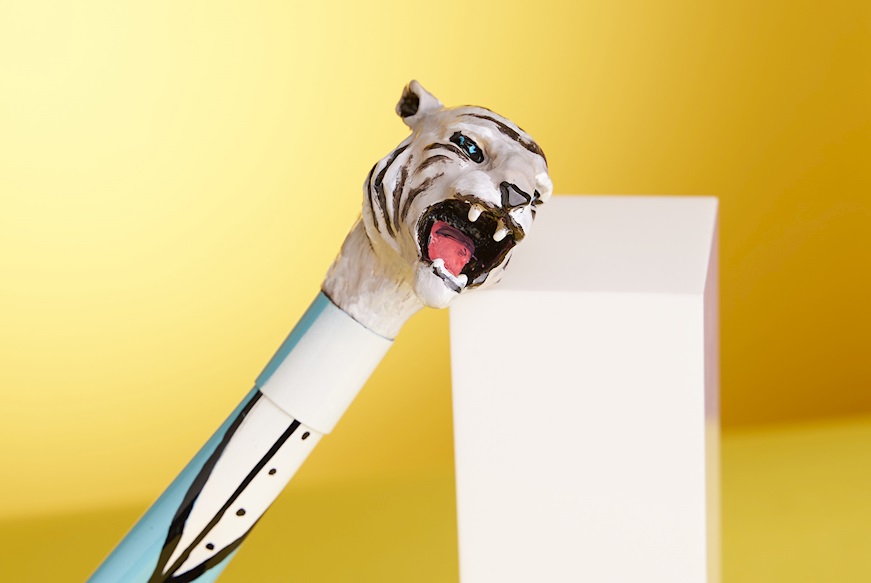 Shoehorn White Tiger hand-painted Selezione Zanolli