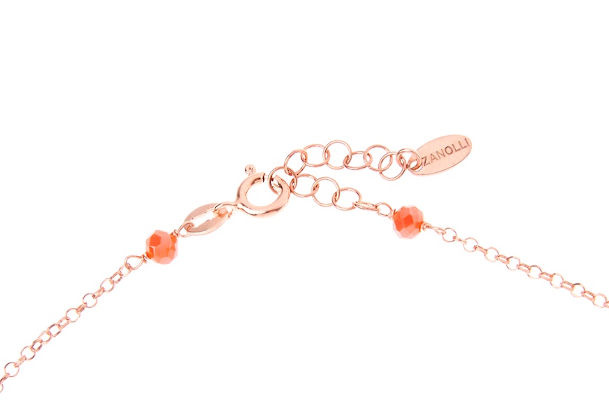 Collana Choker argento rosè con perle e cristalli arancio Selezione Zanolli