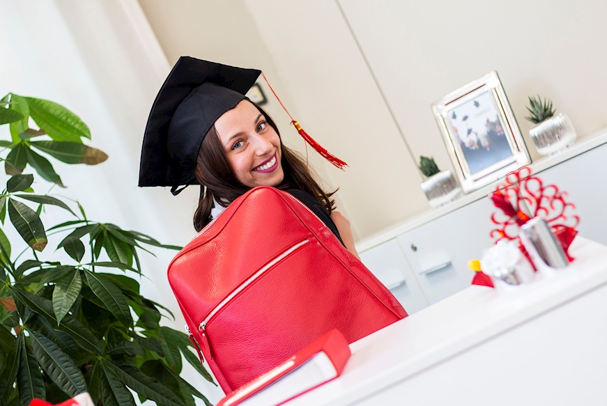Idea regalo Laurea Zaino Folio pelle rossa Selezione Zanolli