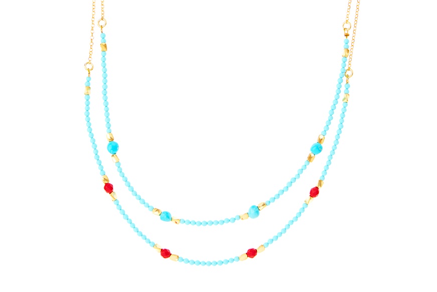 Necklace silver with turquoise and red resin Selezione Zanolli