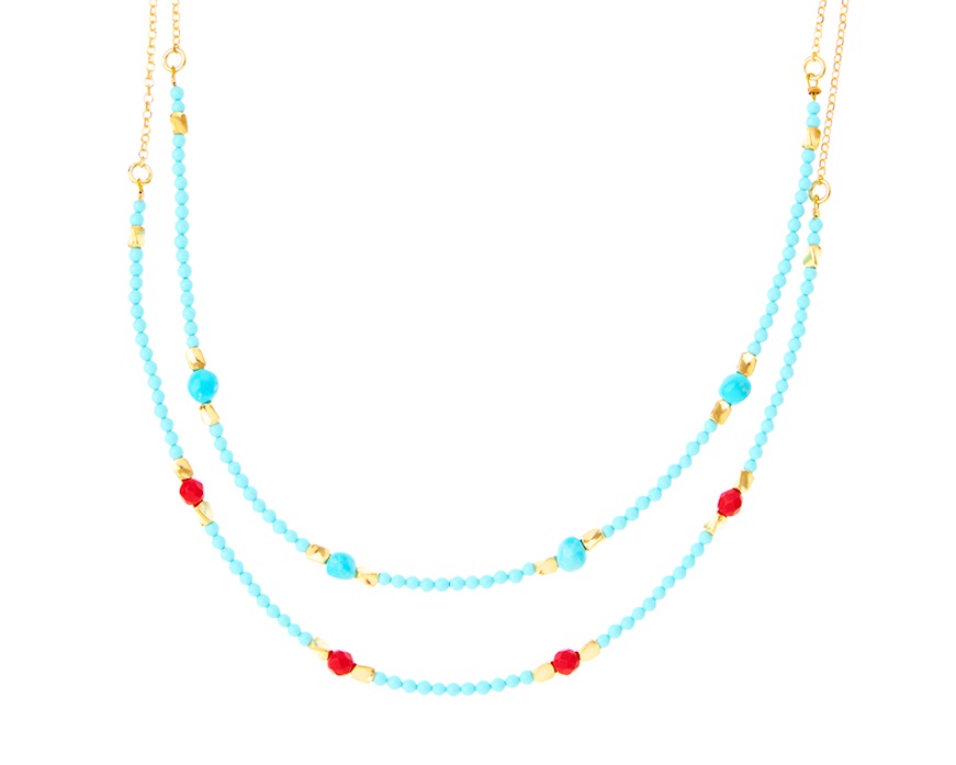 Necklace silver with turquoise and red resin Selezione Zanolli
