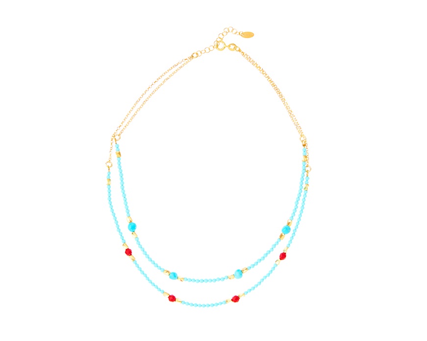Necklace silver with turquoise and red resin Selezione Zanolli
