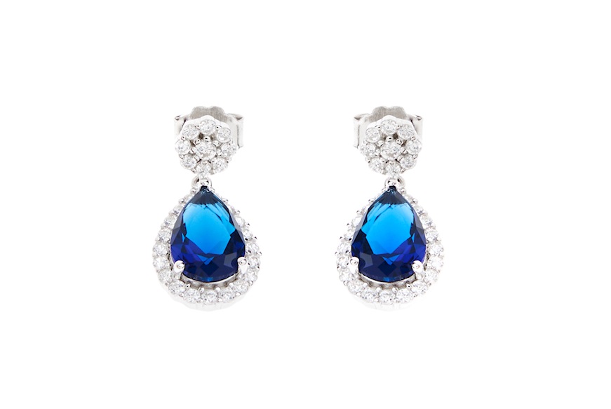 Earrings Luce silver with cubic zirconia and sapphire zircon Sovrani