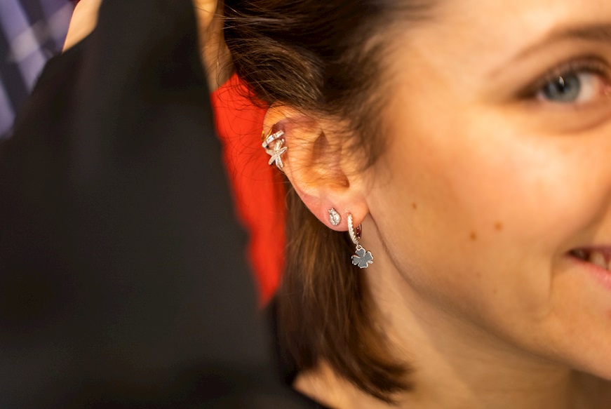 Earrings silver with quatrefoil and zircons Selezione Zanolli