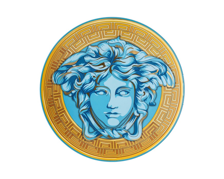 Piatto frutta Madusa Amplified porcellana blu Versace
