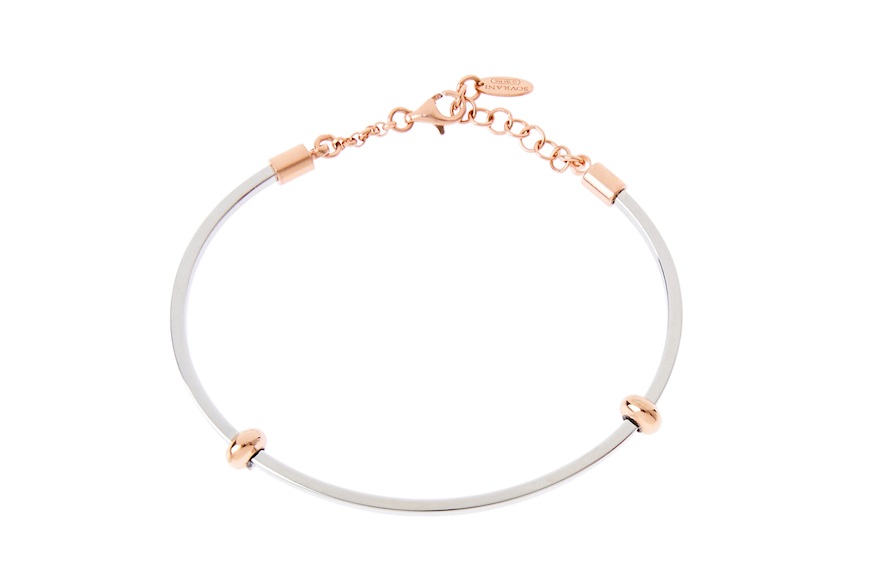 Bracciale rigido Dancing Names argento con elementi in oro rosè Sovrani