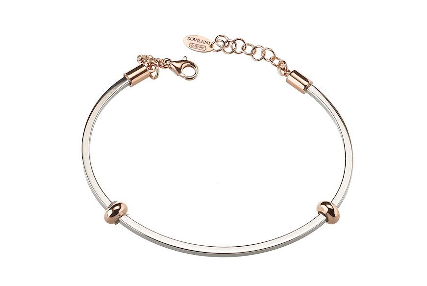 Bracciale rigido Dancing Names argento con elementi in oro rosè Sovrani