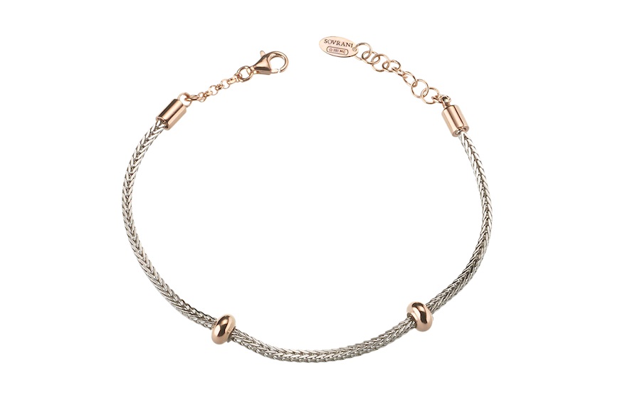 Bracciale Dancing Names argento con elementi in oro rosè Sovrani