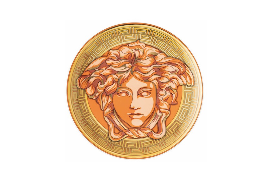 Piatto segnaposto Madusa Amplified porcellana arancione Versace