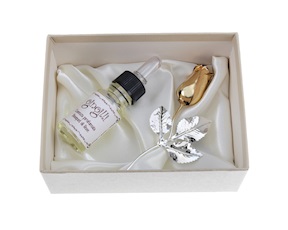 Bomboniera Rosetta bocciolo oro silver plated con essenza e scatola