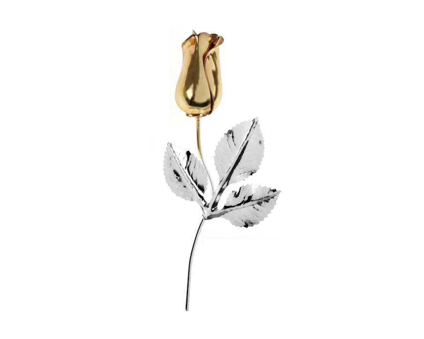 Bomboniera Rosetta bocciolo oro silver plated con essenza e scatola Selezione Zanolli