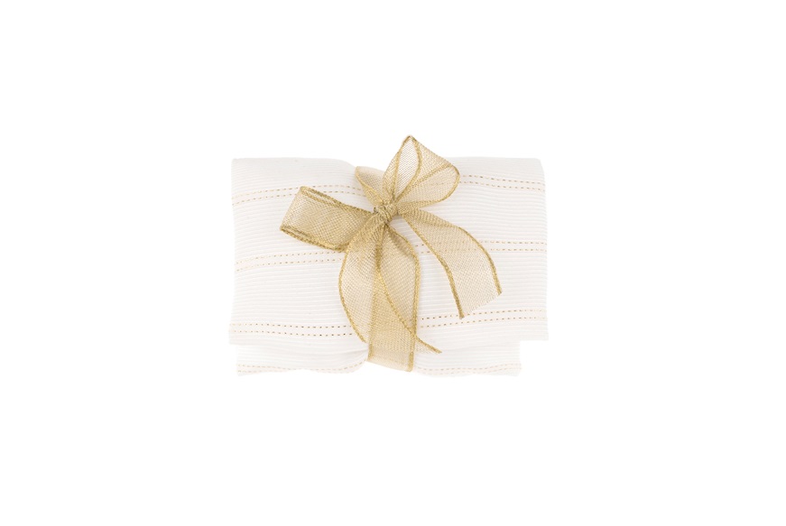 Favor Sugared Almonds white and gold with gold bow Selezione Zanolli