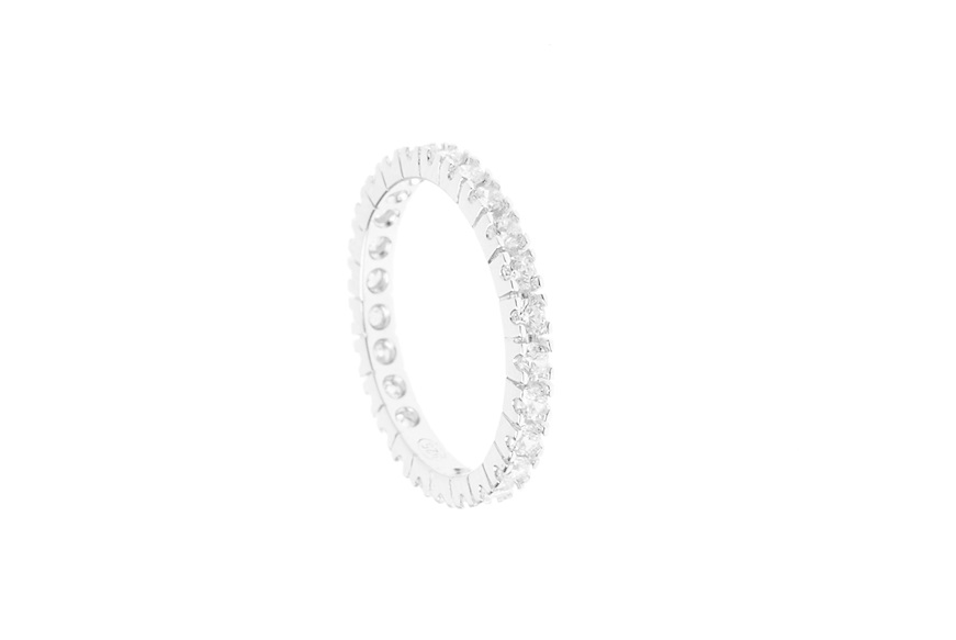 Wedding ring silver with white zircons Selezione Zanolli