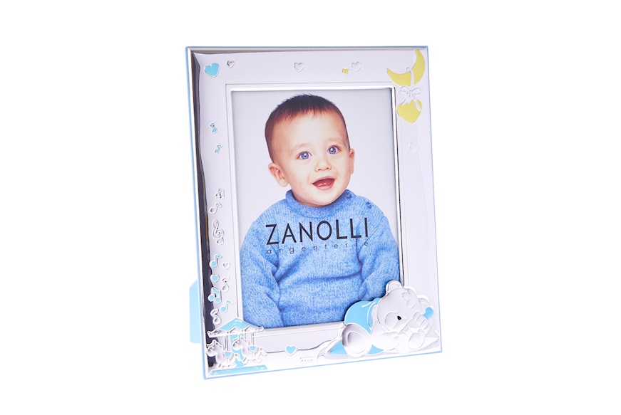 Picture frame Sleepy Teddy Bear pvd Silver blue Selezione Zanolli