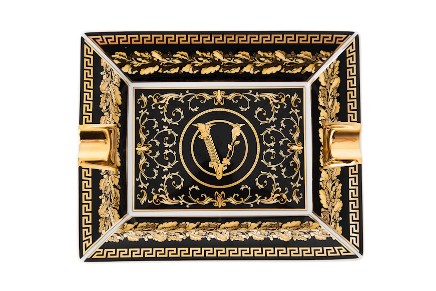 Ashtray Virtus Gala porcelain black Versace