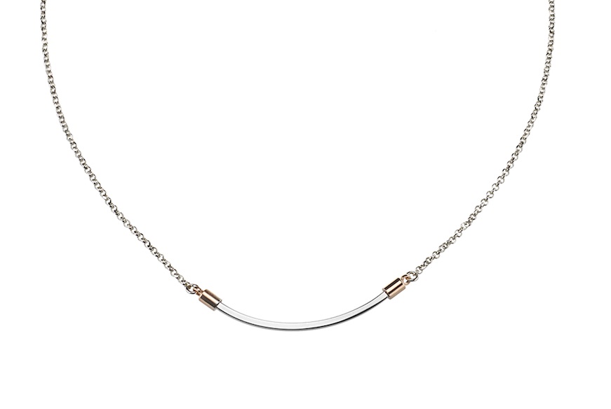 Collana Dancing Names argento con elementi in oro rosè e centrale rigido Sovrani