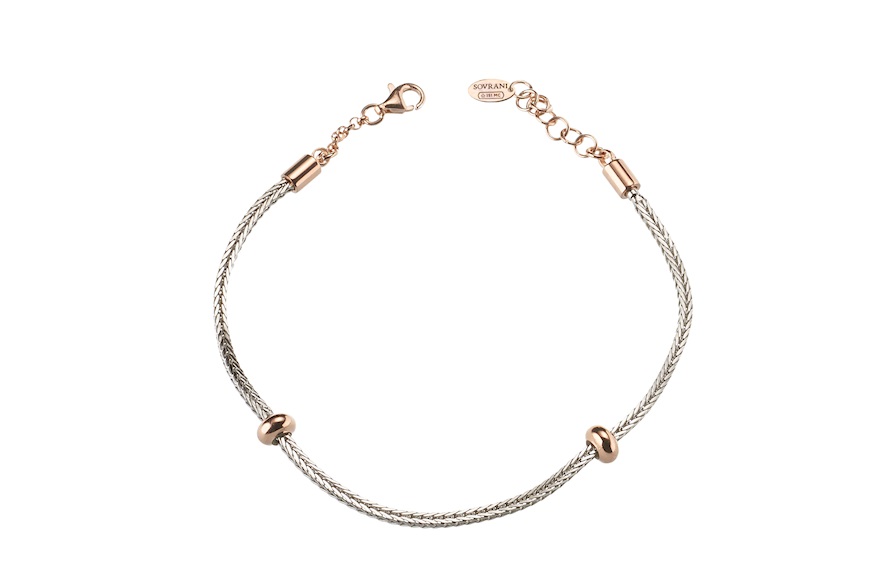 Bracciale Dancing Names argento con elementi in oro rosè Sovrani