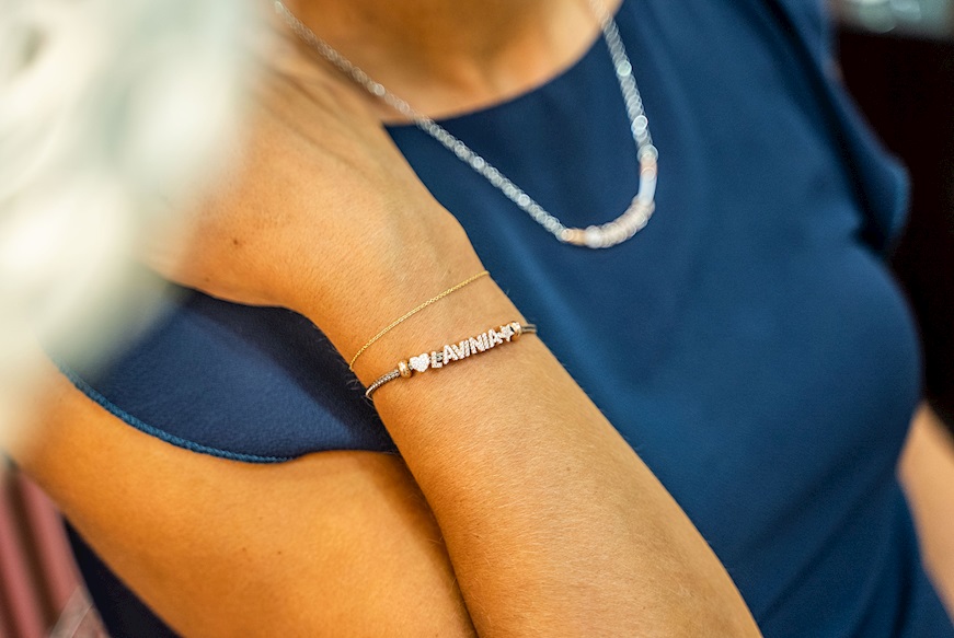 Bracciale Dancing Names argento con elementi in oro rosè Sovrani