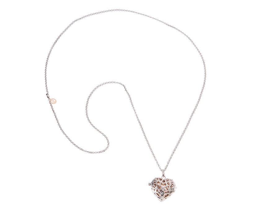 Collana chiama angeli Harmony ottone rodiato e oro rosè Cuore traforato Sovrani