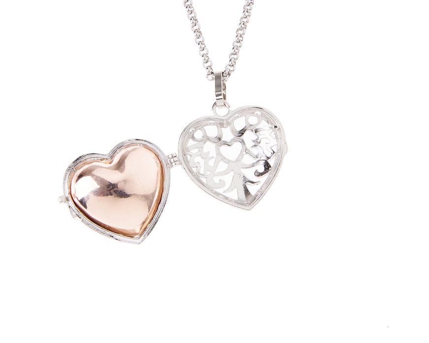 Collana chiama angeli Harmony ottone rodiato e oro rosè Cuore traforato Sovrani