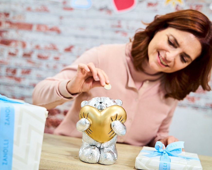 Salvadanaio orsetto Forever Friends con cuore Selezione Zanolli