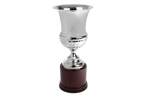 Coppa argento con palla da golf e base in legno Selezione Zanolli