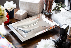 Edged centerpiece Essentia silver rectangular Selezione Zanolli